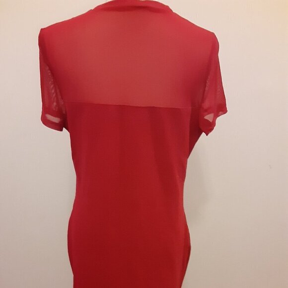 Shein (XL) Red Dress w/Short Sleeves & Mesh Neckline. - Picture 3 of 3